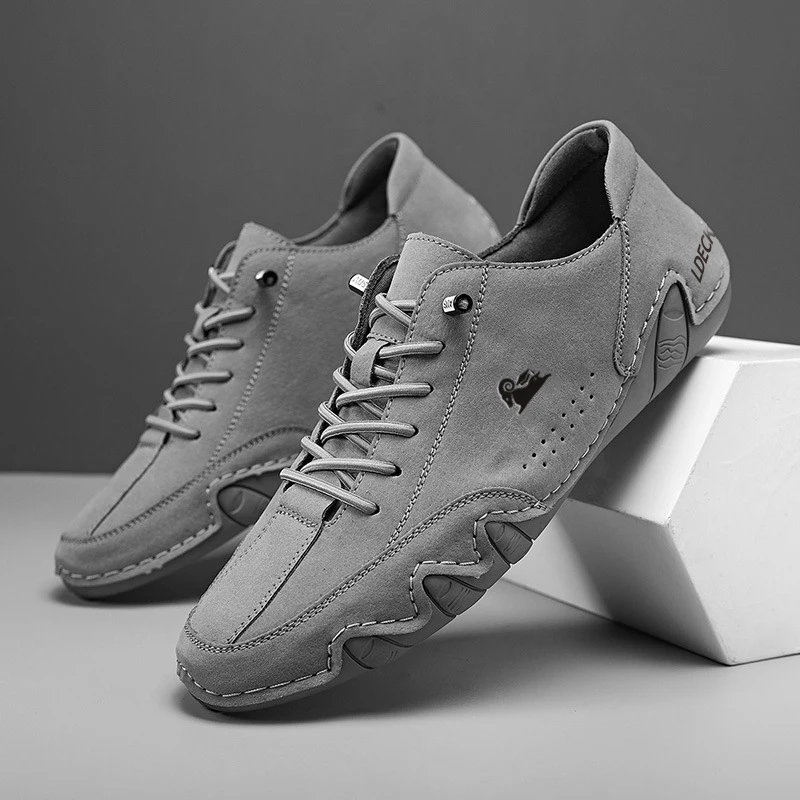 oxford Leather Shoes Men Casual Sneakers Breathable Leather Loafers Driving Shoes Handmade Men Walking Shoe Hot Sale Moccasins Footwear